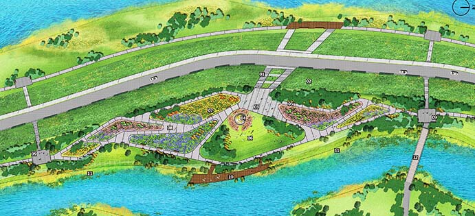 鄂州广家洲大堤湖滨湿地公园局部平面图