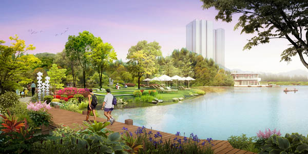 联发翠云生态湖景观改造效果图